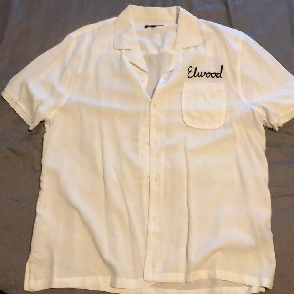 White button down Tee